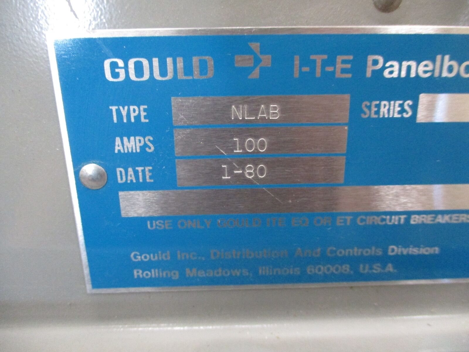 ITE Main Breaker Circuit Breaker Panel NLAB 100A Max, 100A Main 120/208V 3Ph 4W