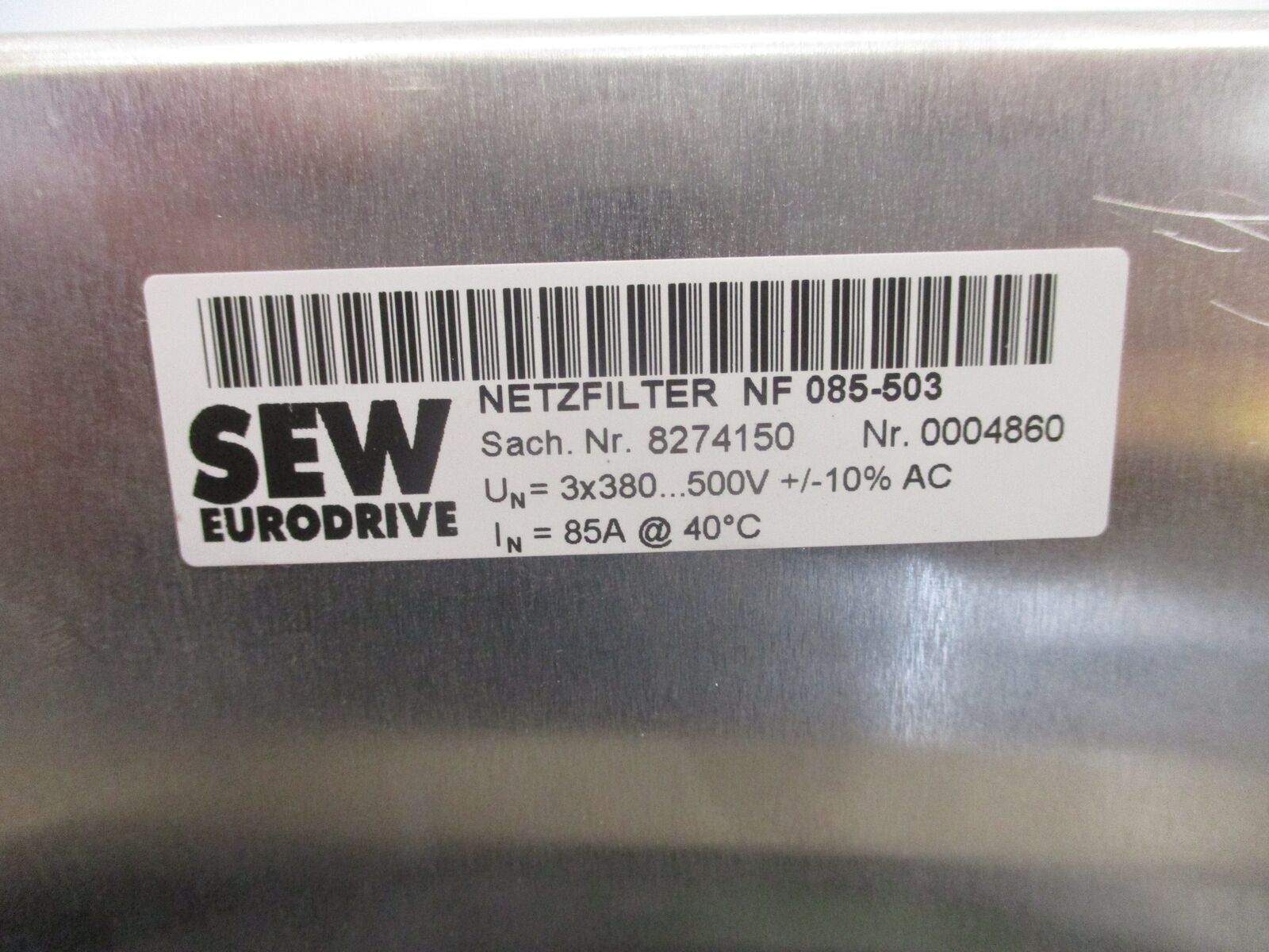 Schaffner Line Filter FS21226-75-34 520/300V 50/60Hz 3Ph 85A SCCR: 42kA Used