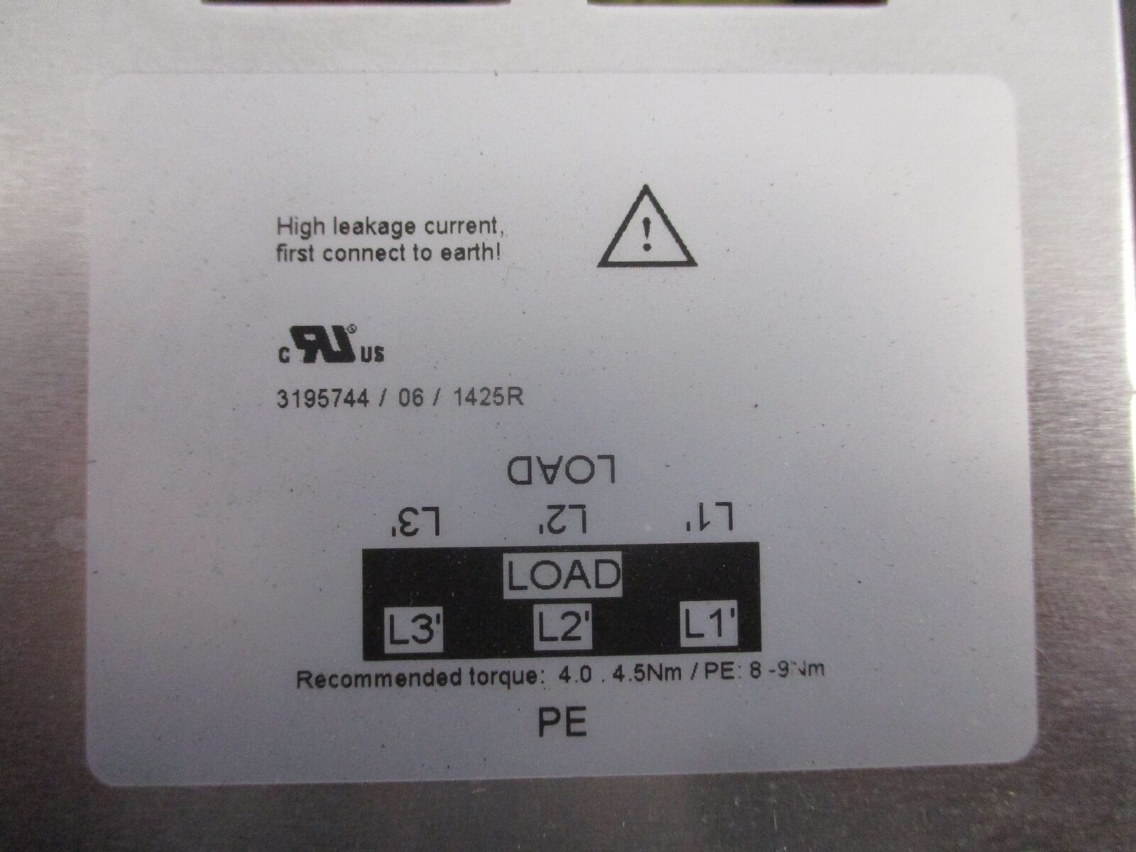 Schaffner Line Filter FS21226-75-34 520/300V 50/60Hz 3Ph 85A SCCR: 42kA Used