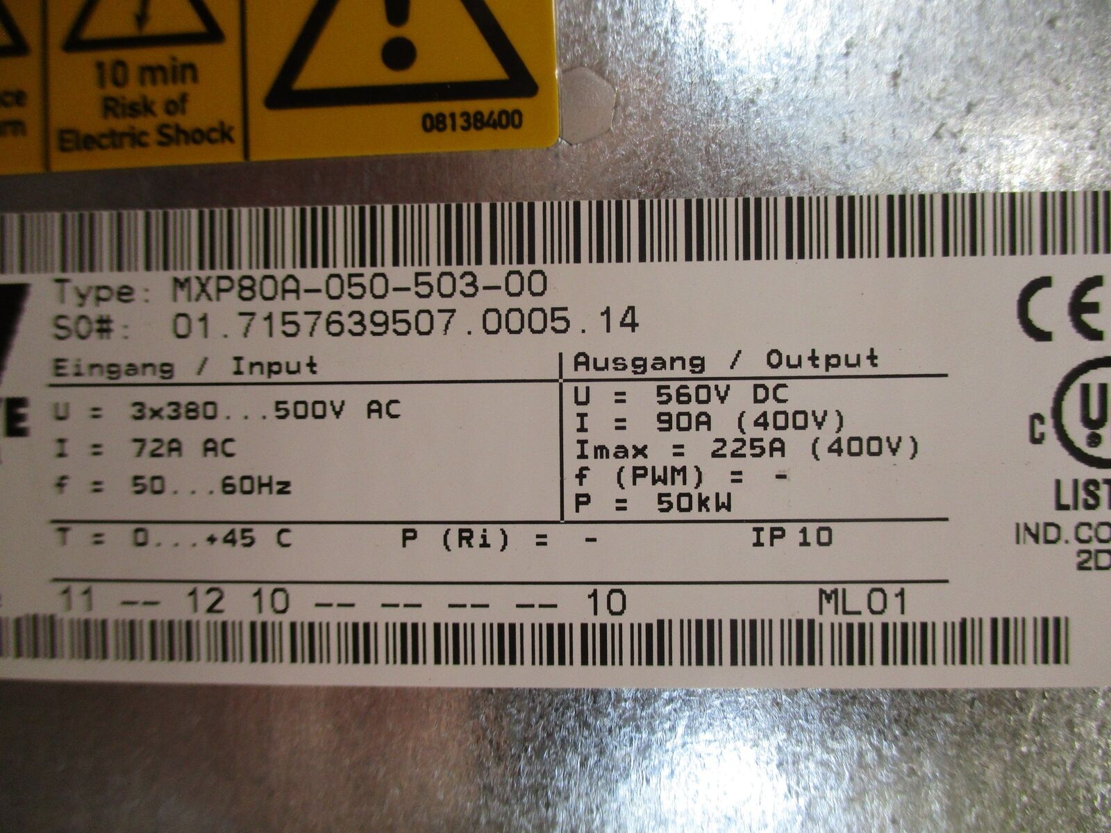 Sew-Eurodrive Moviaxis Servo Drive Supply Module MXP80A-050-503-00 50kW Used