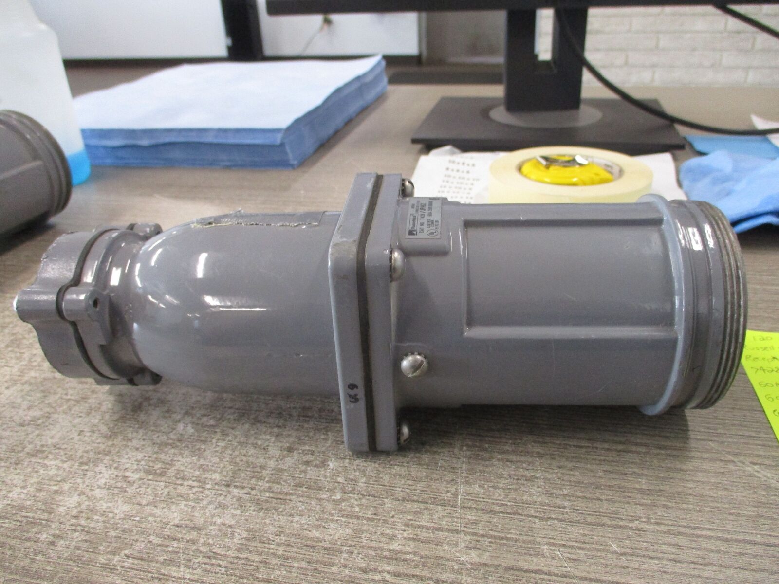 Russellstoll Receptacle w/Base 7428/JPA62 60A 600V Conduit End Used