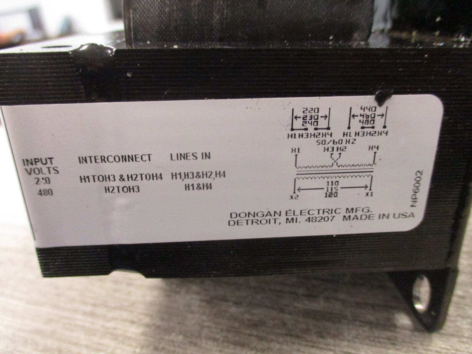 Dongan Control Transformer 50-0150-053 0.150kVA Pri:240/480V Sec:120V 50/60Hz Ne