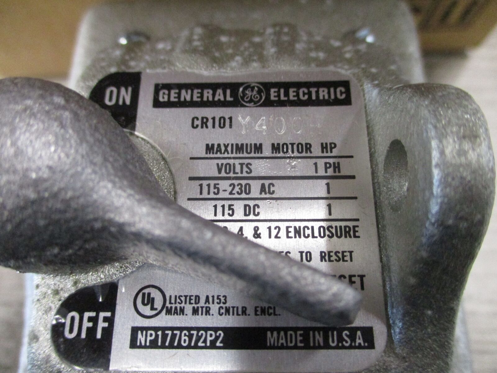 ABB Manual Starter CR101Y400H 115/230V 25-60Hz 1Ph 1P Type 4 Enclosure New Surpl