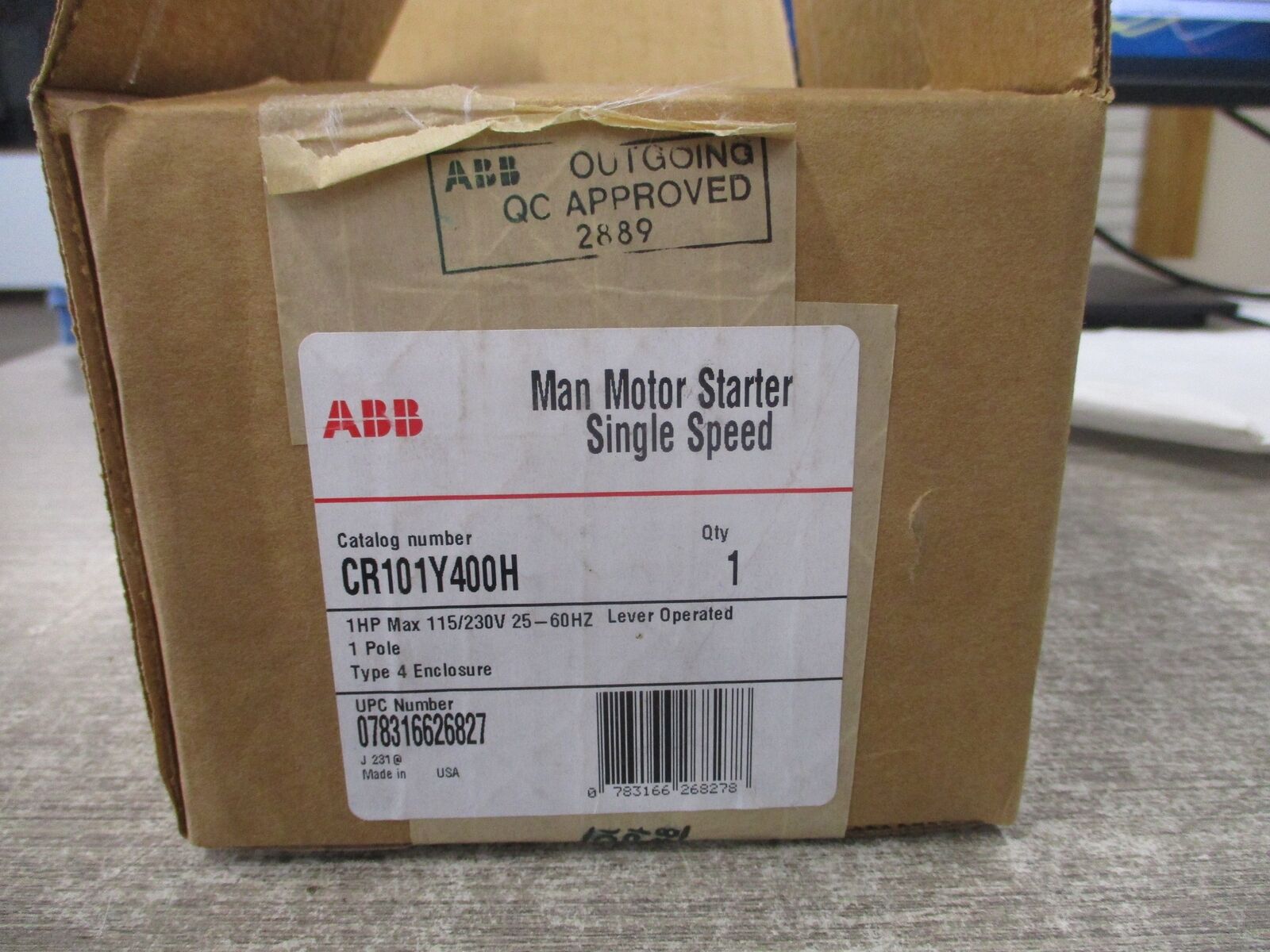 ABB Manual Starter CR101Y400H 115/230V 25-60Hz 1Ph 1P Type 4 Enclosure New Surpl