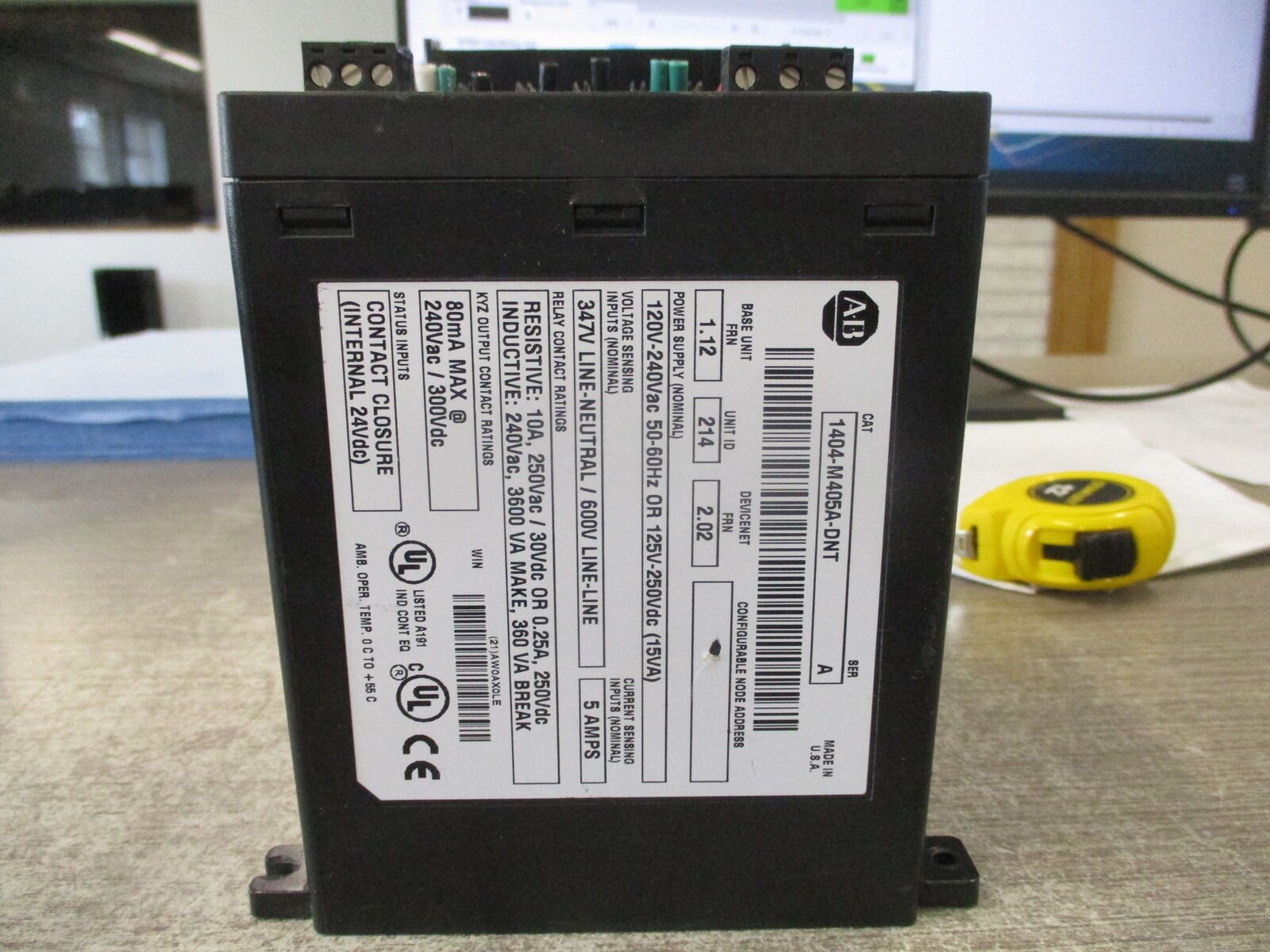 Allen-Bradley Powermonitor 3000 Power Monitor 1404-M405A-DNT Ser. A Base Unit FR