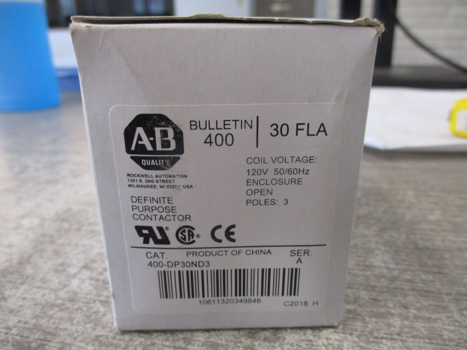 Allen-Bradley Definite Purpose Contactor 400-DP30ND3 Ser. A 120V coil 30A 3P New