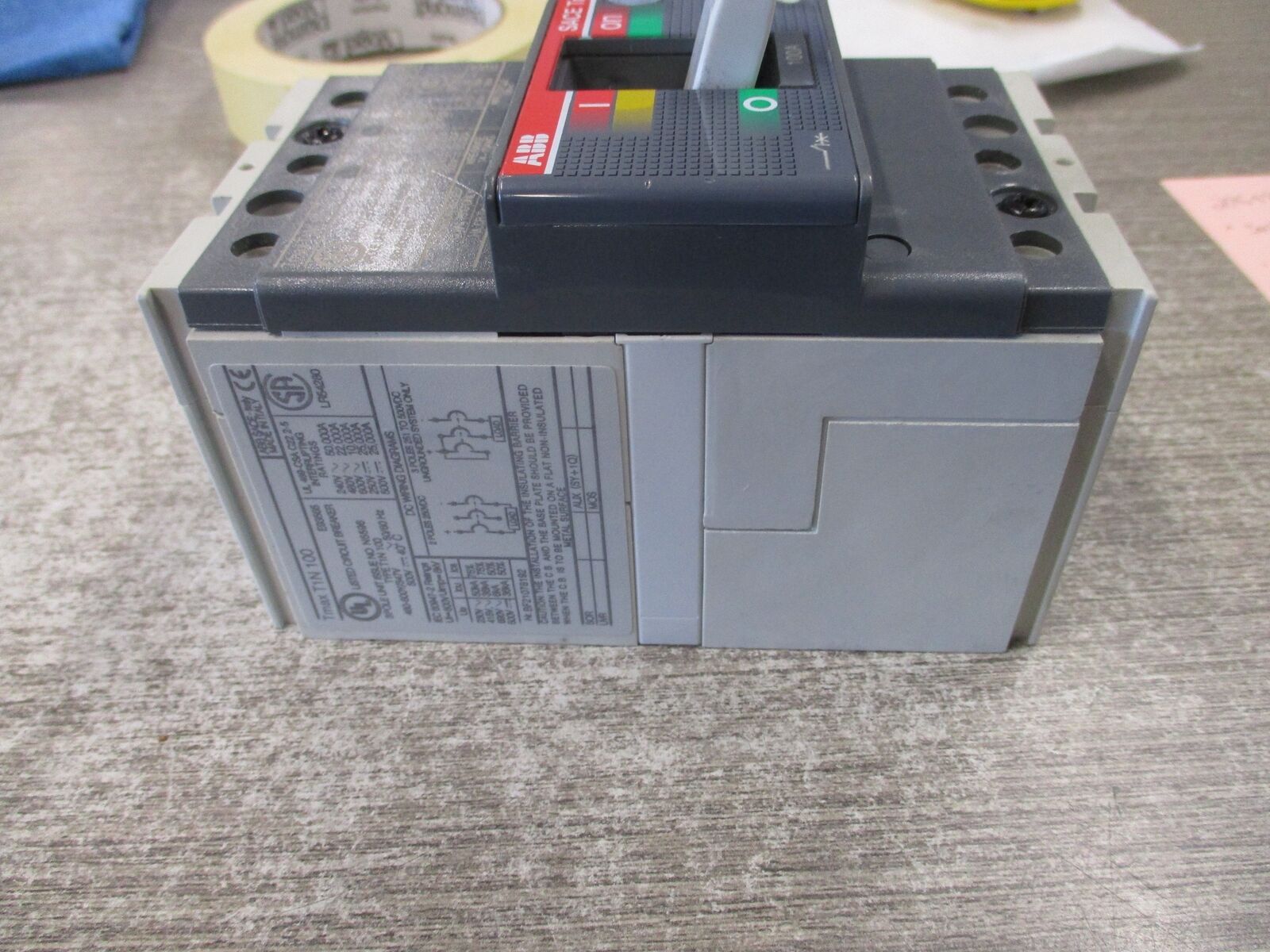 ABB SACE Tmax Circuit Breaker T1N 100 100A 600V 3P * No Mounting Screws * Used