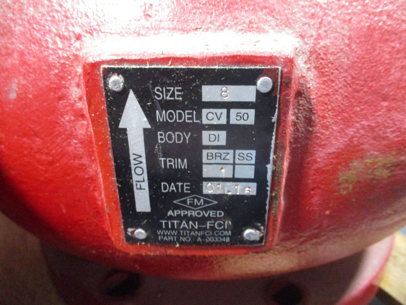 Titan-FCI CV 50 Check Valve A-003348 Size: 8" Body: DI Trim: BRZ SS Used