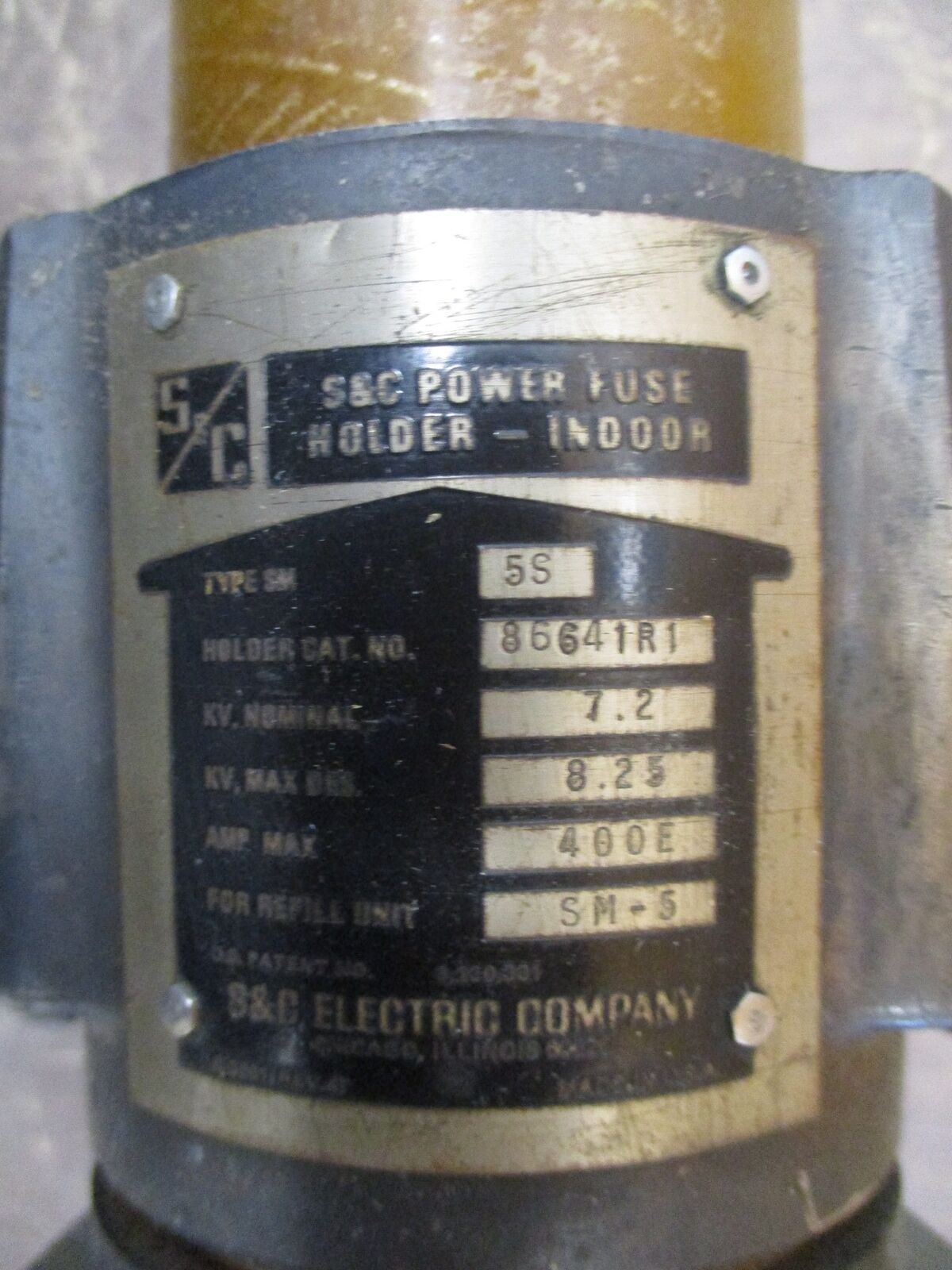 S&C Type SM-5S Fuse Holder 86641R1 7.2kV 400E Max *No Refill* Used