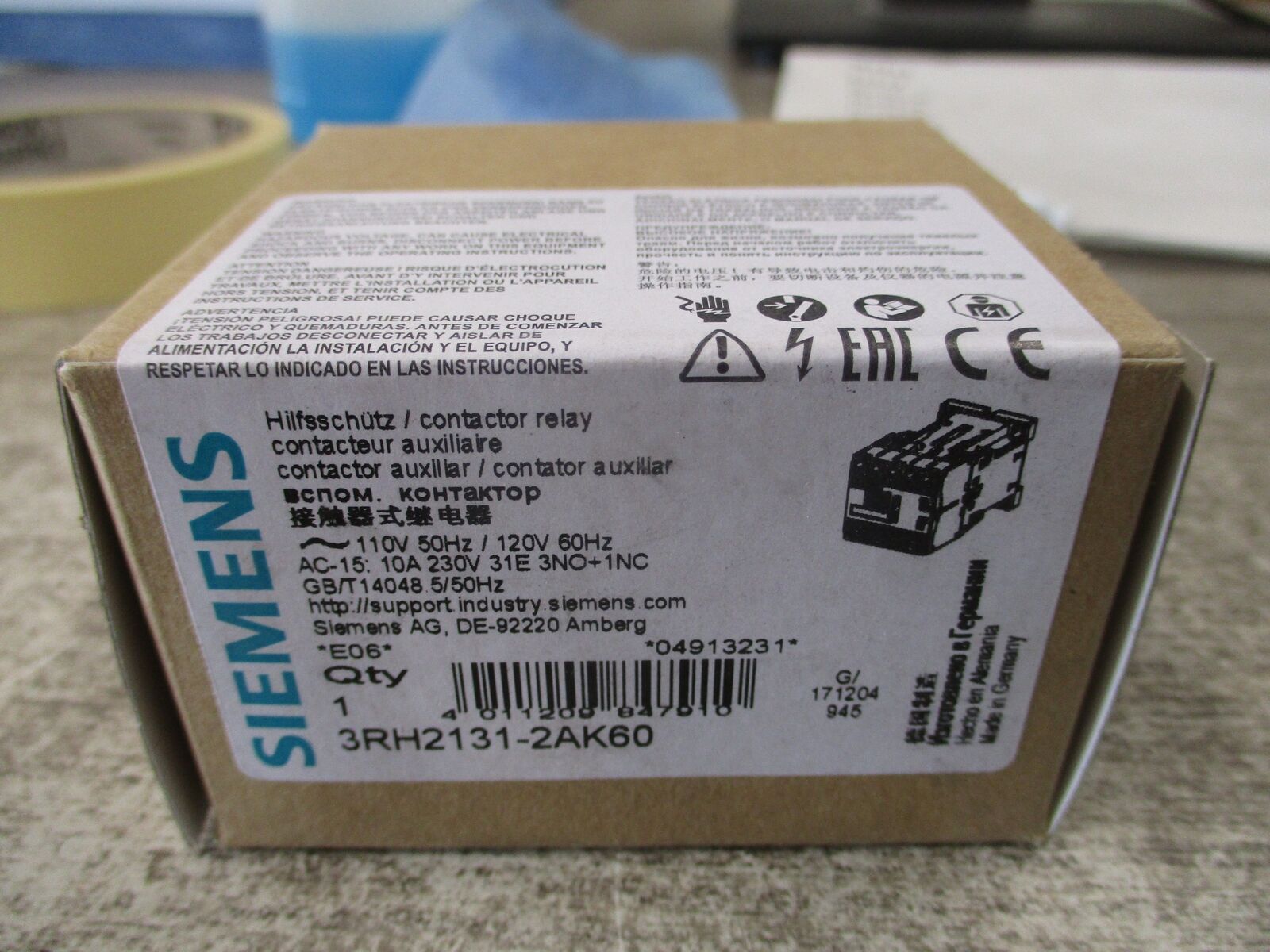 Siemens Contactor 3RH2131-2AK60 120V Coil 10A New Surplus