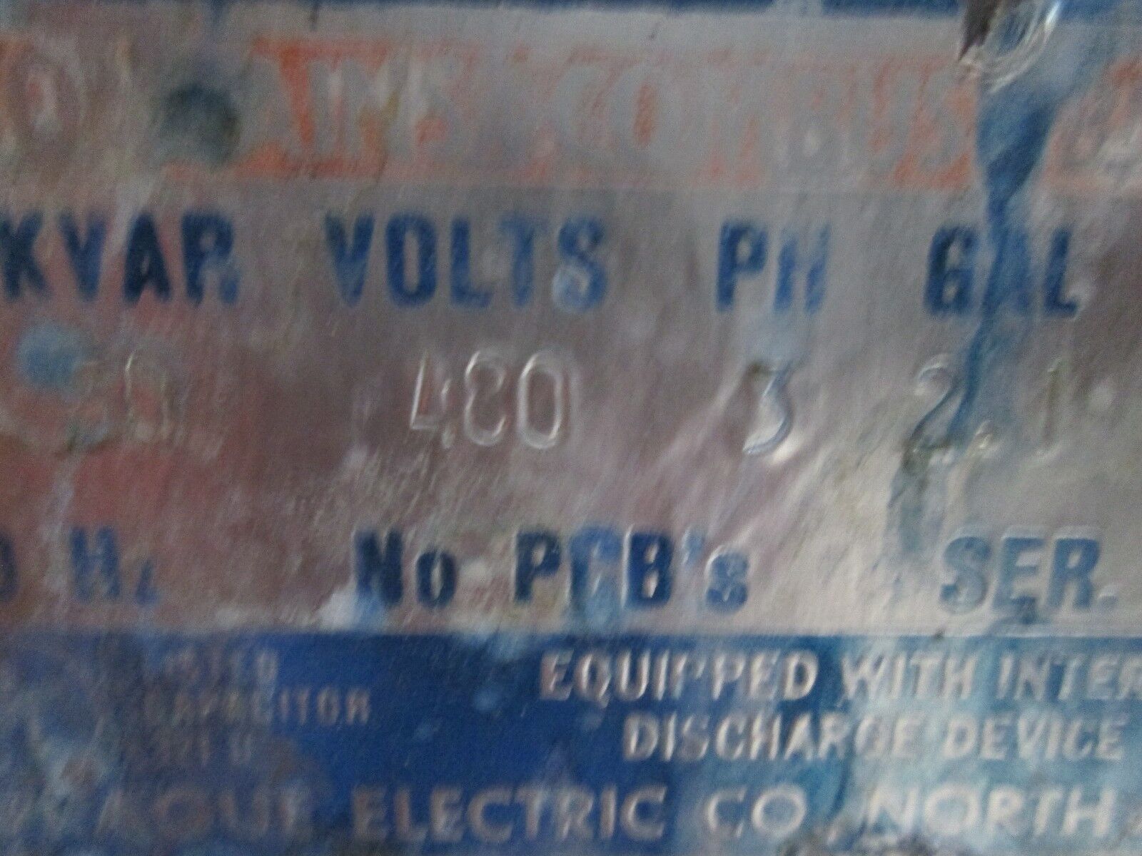 Sprague Eccol Univar Power Capacitor 5043FED 50 KVAR 480V 3Ph 60Hz Used