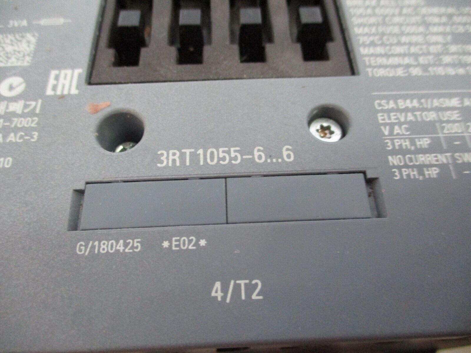 Siemens Sirius Contactor 3RT1055-6...6 110-127V Coil 195A 600V Used