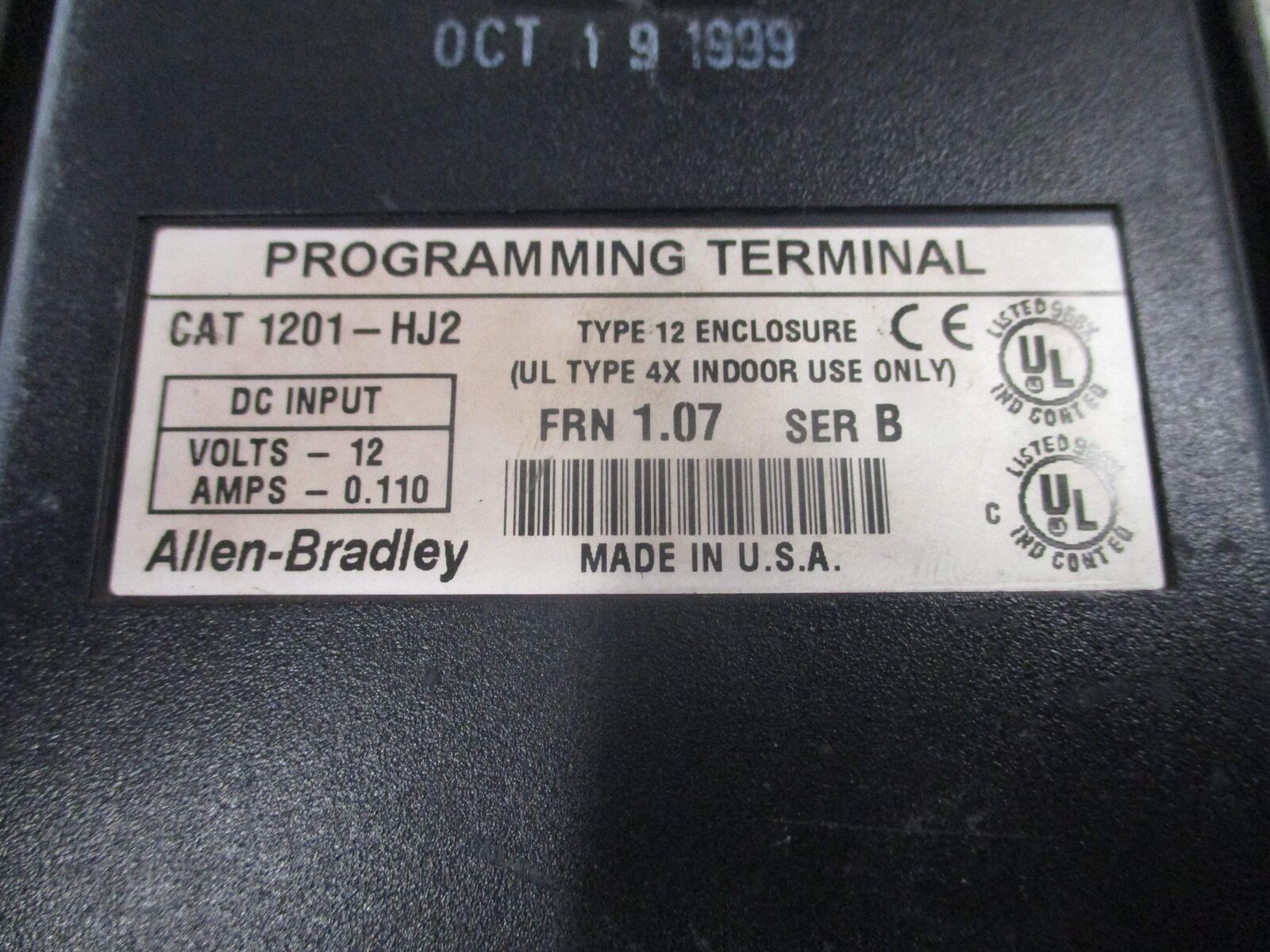 Allen-Bradley Programming Terminal 1201-HJ2 Ser. B FRN 1.07 12VDC 0.110A *Cracke