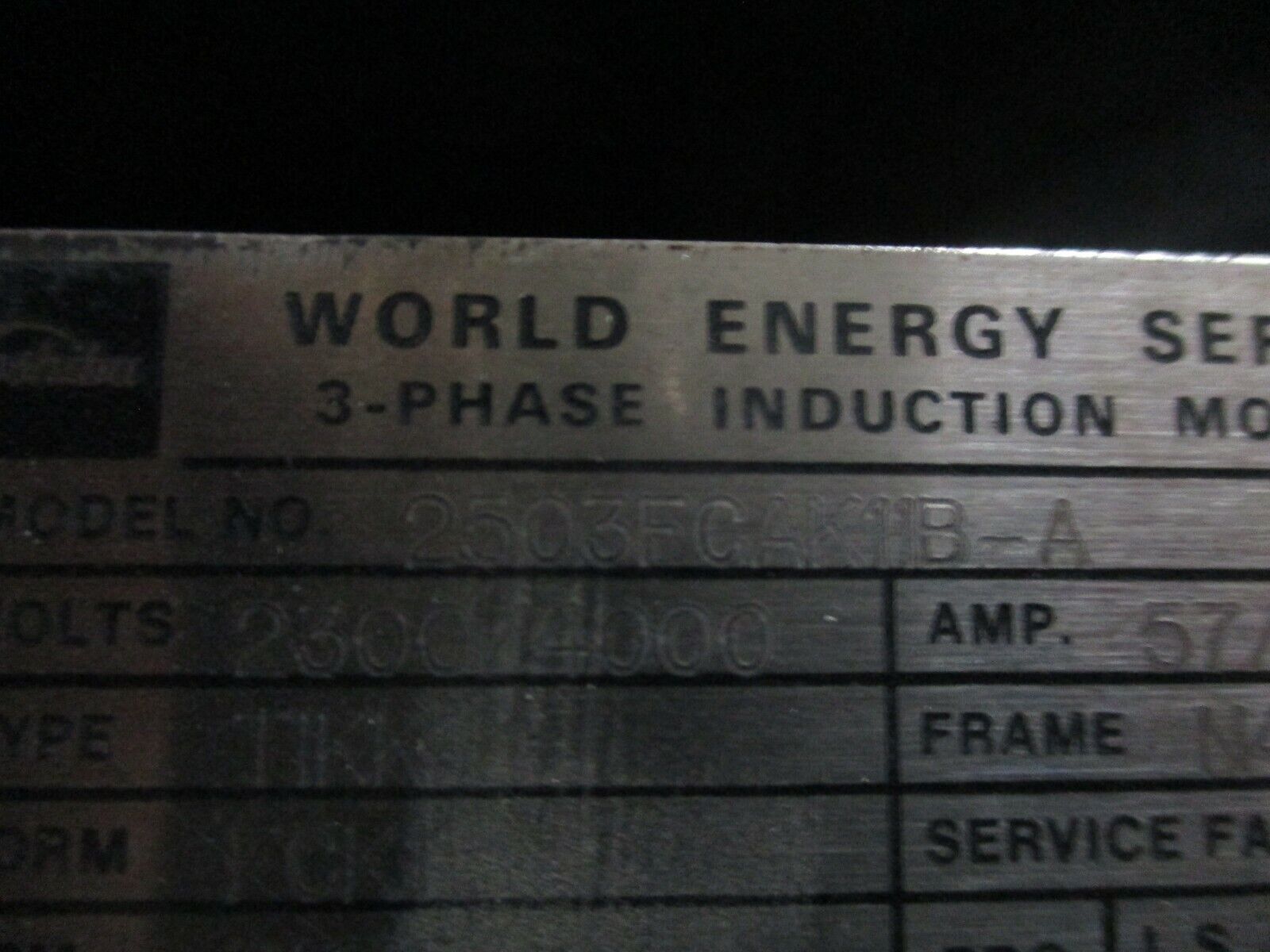 Toshiba AC Motor 2503FCAK11B-A 250HP 3600RPM 2300/4000V 57733A New Surplus