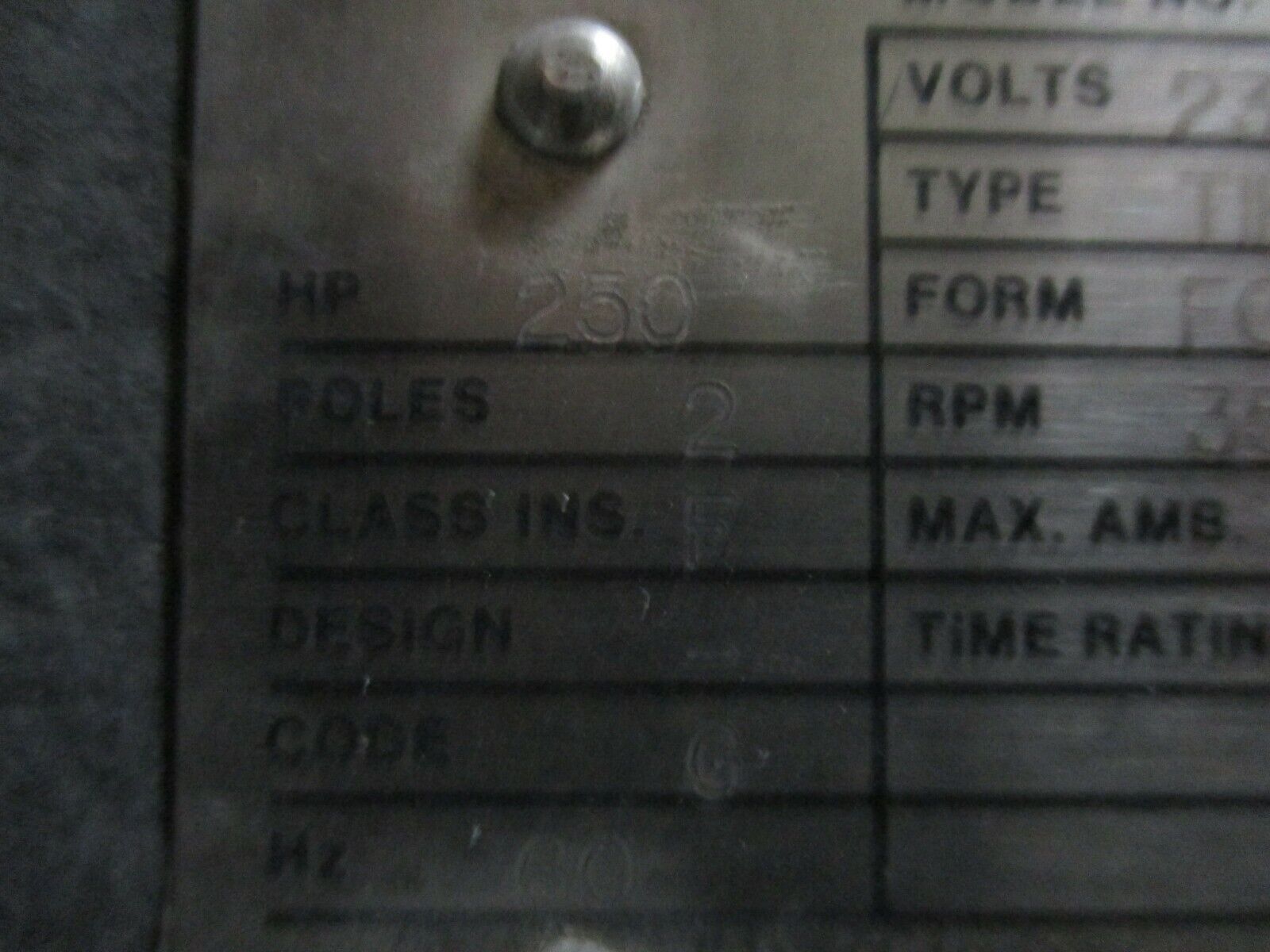 Toshiba AC Motor 2503FCAK11B-A 250HP 3600RPM 2300/4000V 57733A New Surplus