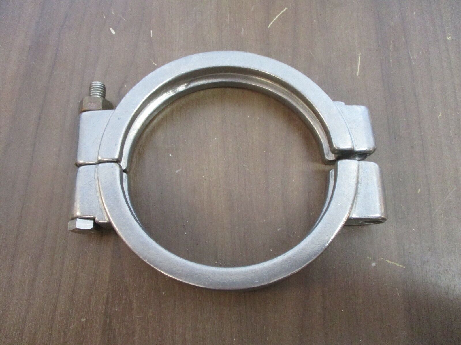 Misc. Brand High Pressure Sanitary Clamp Size: 4.5" Stainless Steel Used