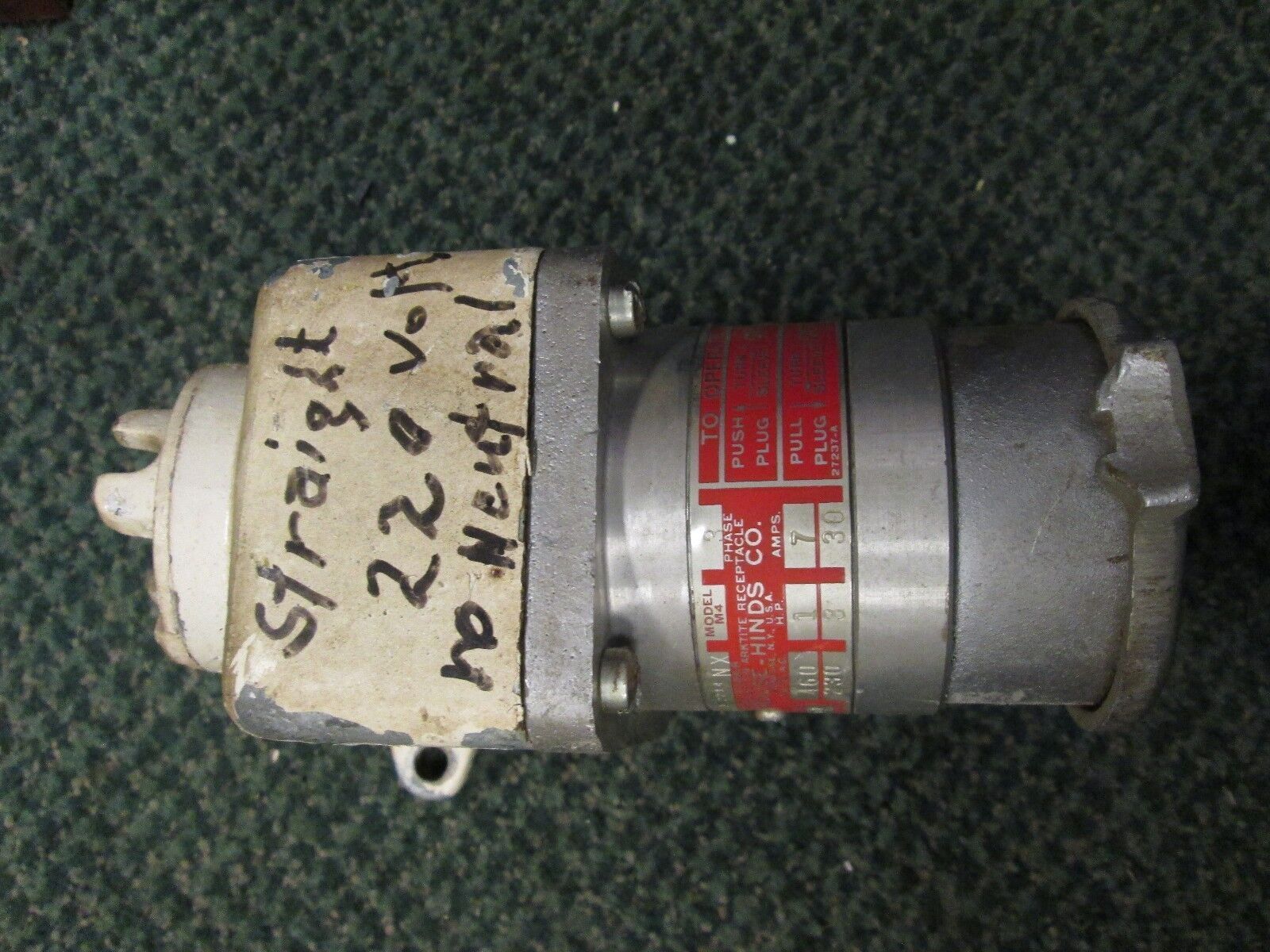 Crouse-Hinds Receptacle w/ Base CESD 2214 7/30A 460/230V 3P 4W Used