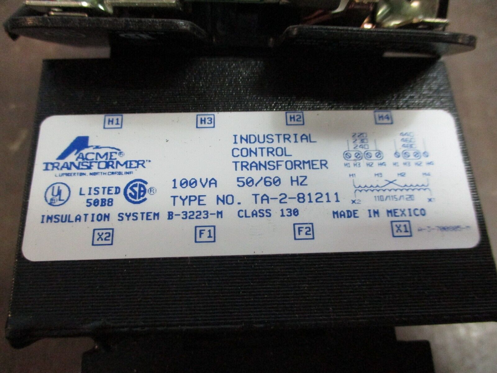 Acme Transformer Control Transformer TA-2-81211 100VA Pri: 240/480V Sec: 120V