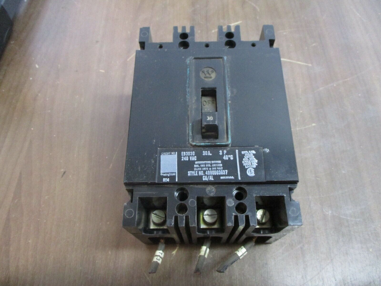 Westinghouse Circuit Breaker EB3030 30A 240V 3P Used