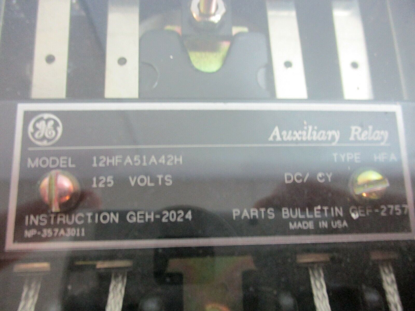 GE Type HFA Auxiliary Relay 12HFA51A42H 125VDC Used