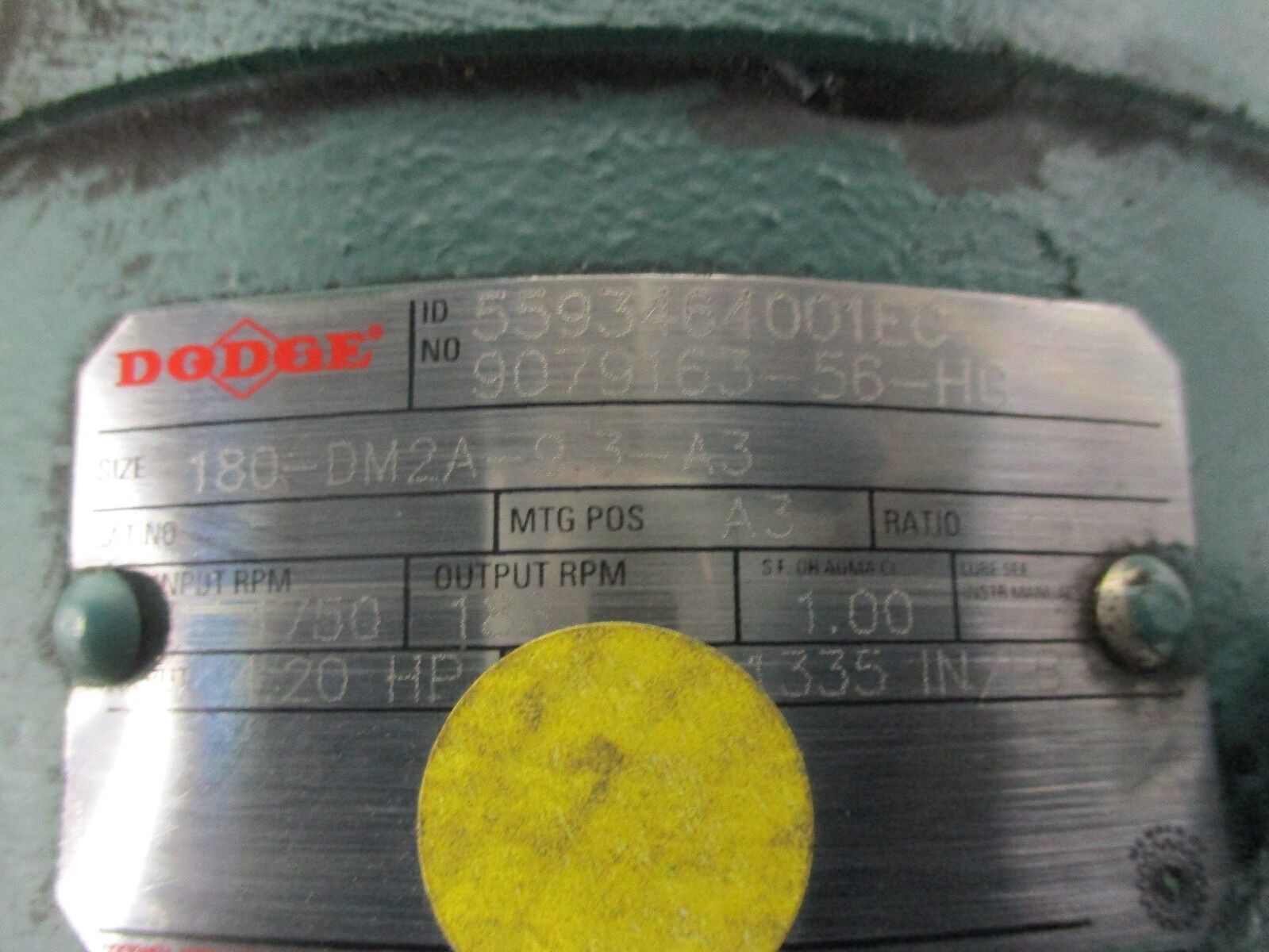 Dodge Gear 5593464001EC 1800RPM In 188RPM Out Ratio: 9.3 Used