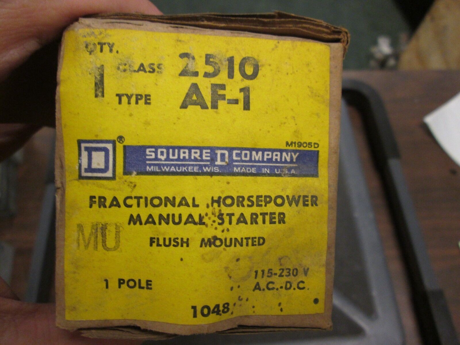 Square D Manual Starter 2510 AF-1 1 Pole 115-230VAC/DC
