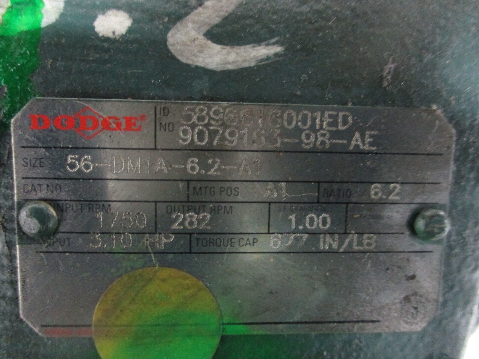 Dodge Gear 5896618001ED 1800RPM In 282RPM Out Ratio: 6.2 Used