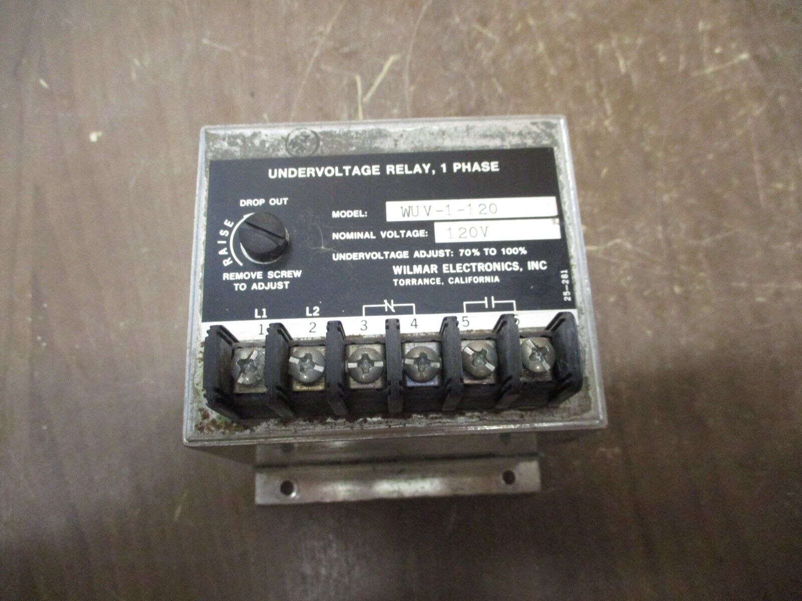 Wilmar Undervoltage Relay WUV-1-120 120V Used