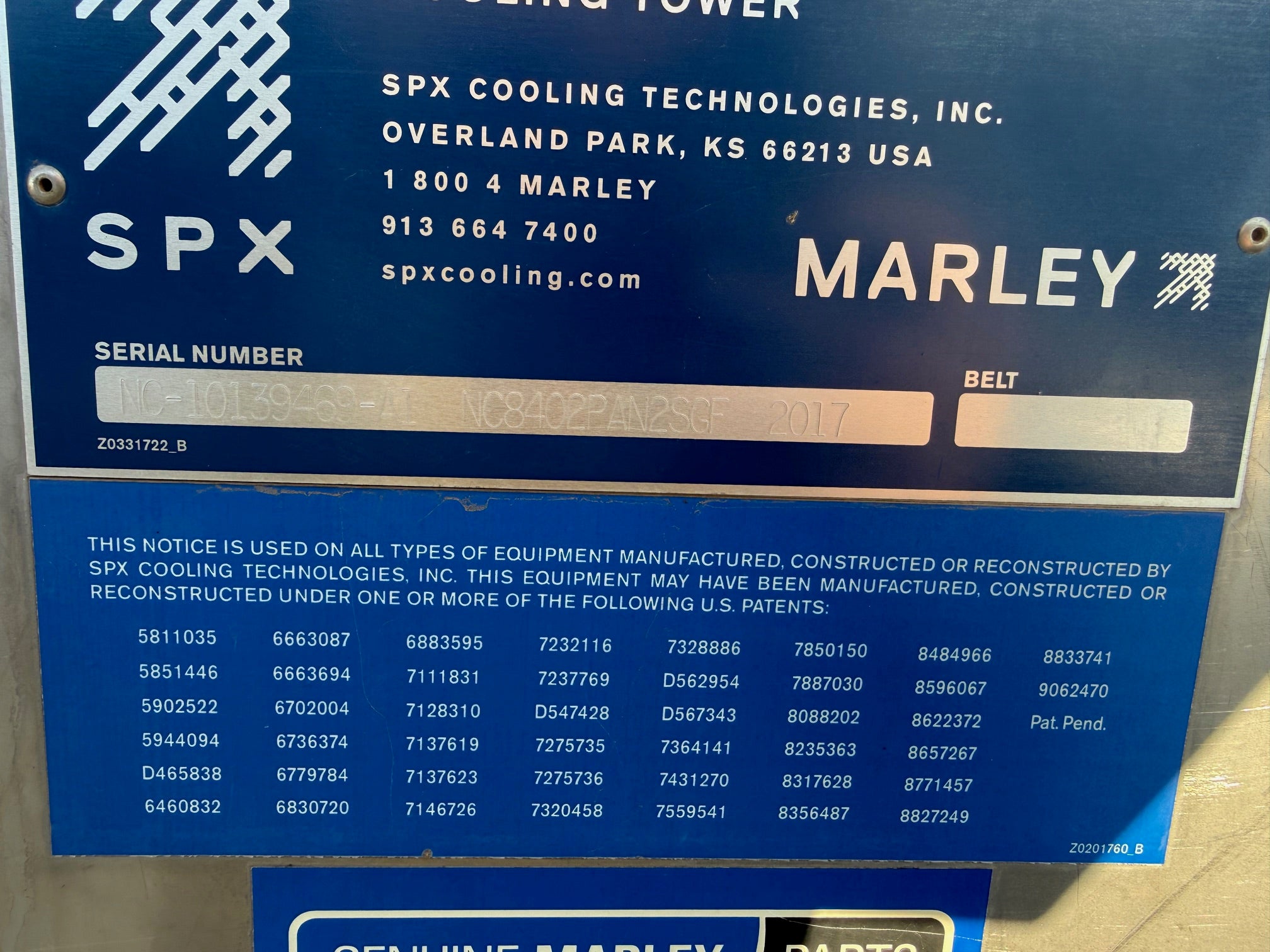 Marley NC8400 CrossFlow Cooling Tower NC8402PAN2SGF MFD 2017