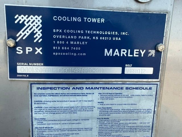Marley Cooling Tower MCW901548NRR1C 270 Ton MFD 2017