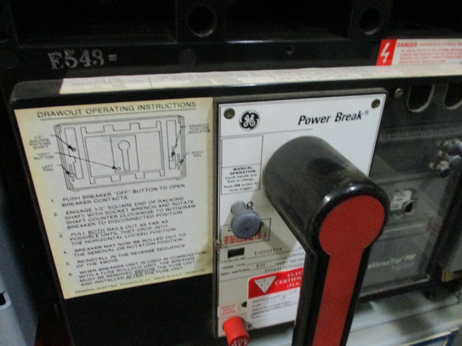 GE Power Break Circuit Breaker THC88TTZR 800A Rating Plug w/ Trip Used