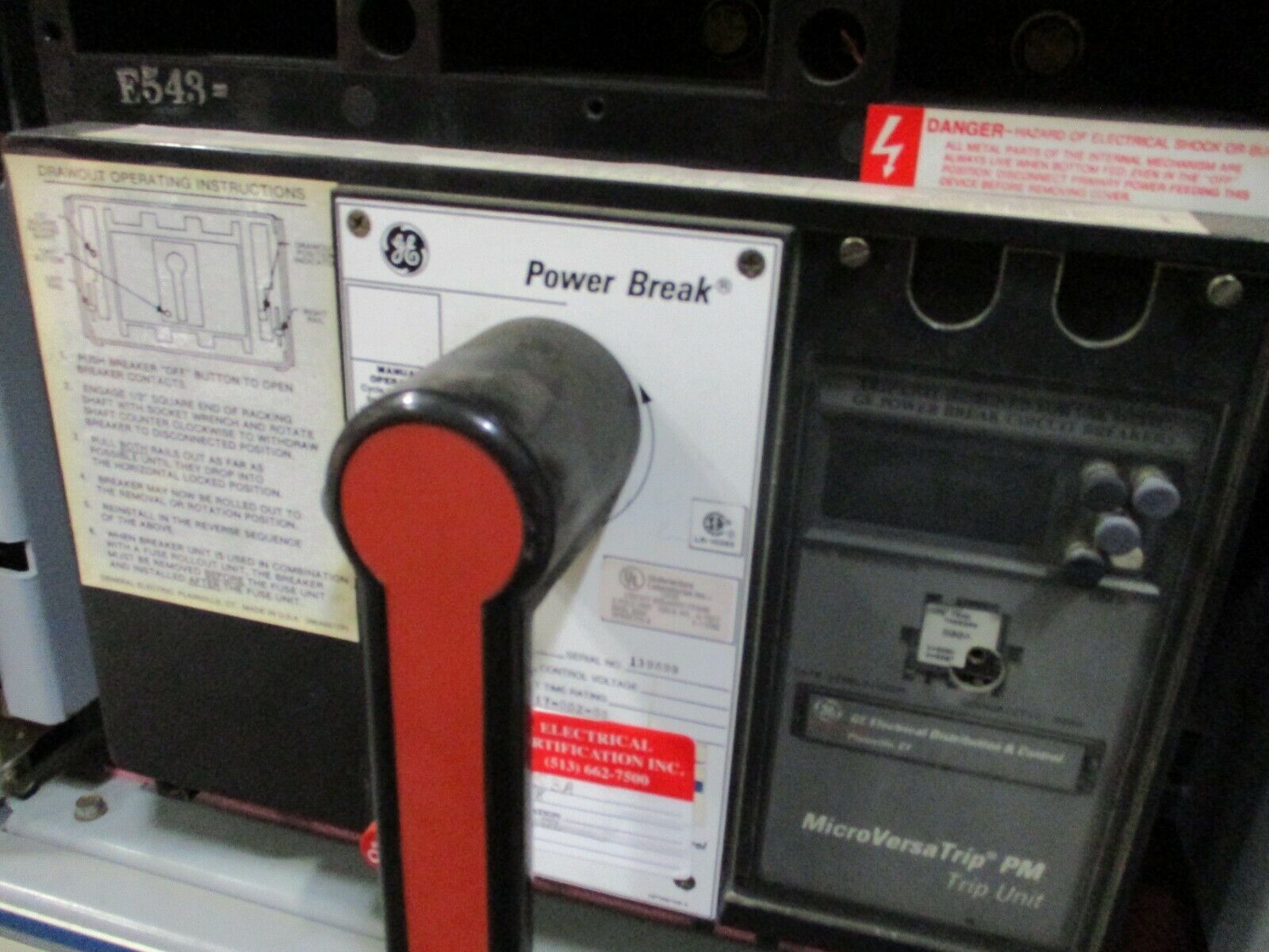 GE Power Break Circuit Breaker THC88TTZR 800A Rating Plug w/ Trip Used