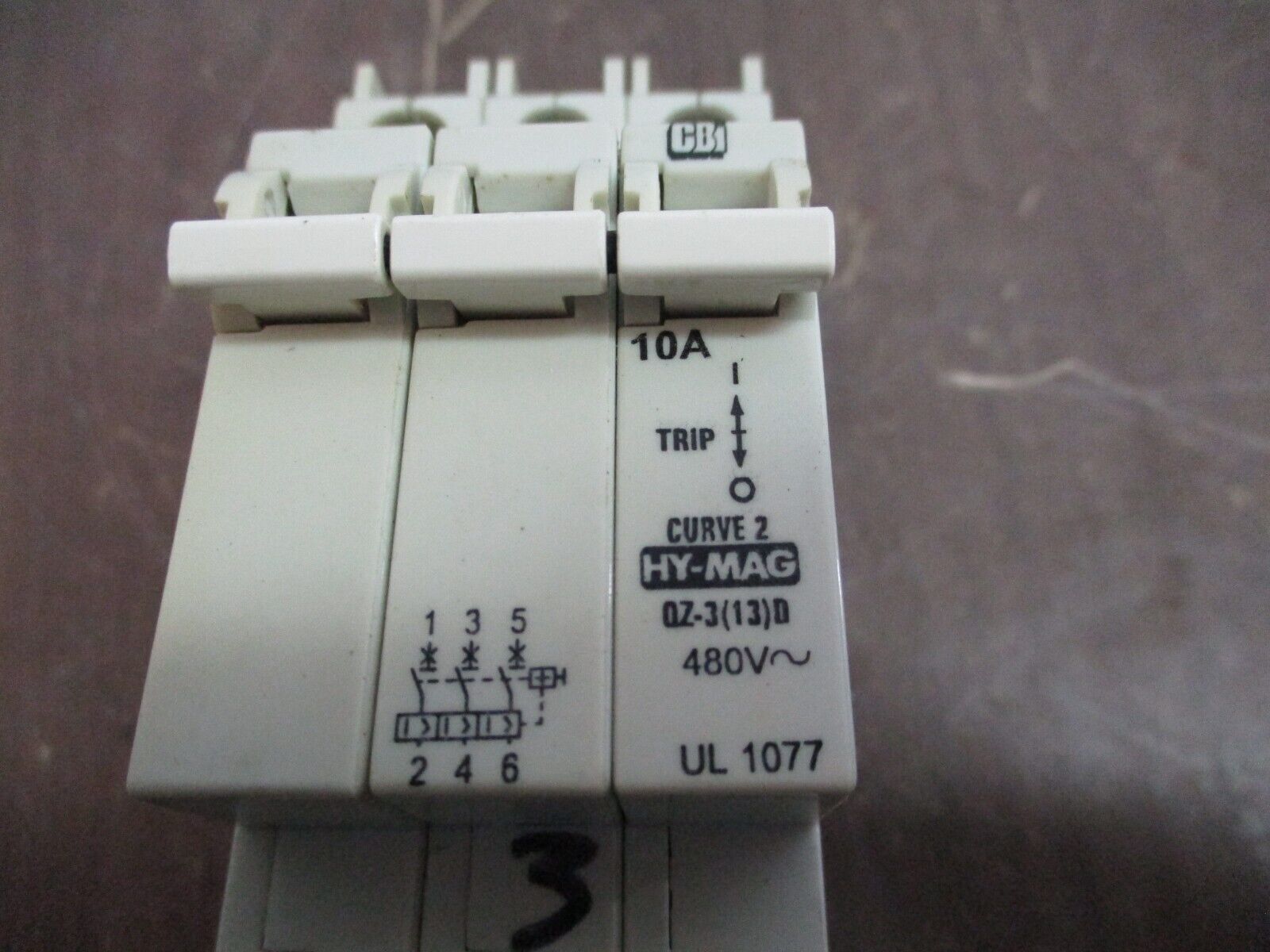 CBi Hy-Mag Circuit Breaker QZ-3(13)D-10 10A 480V 3P Used