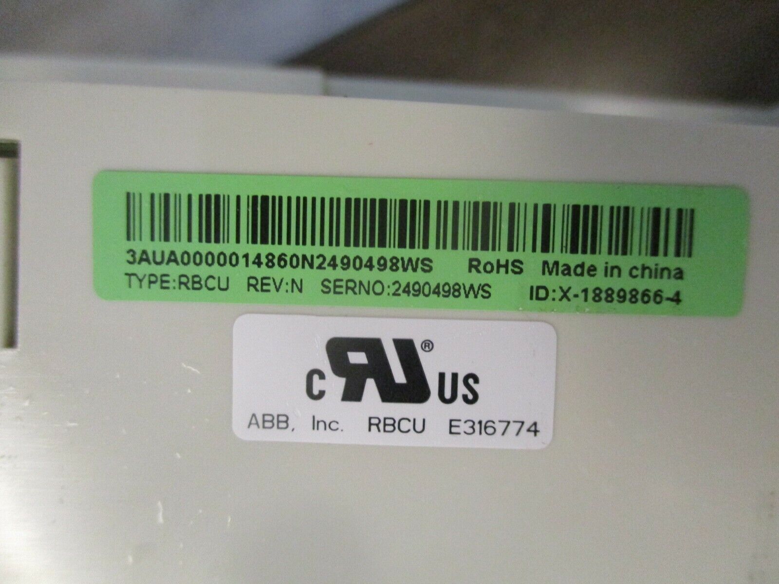 ABB RBCU Bypass Control X-1889866-4 Rev. N Used