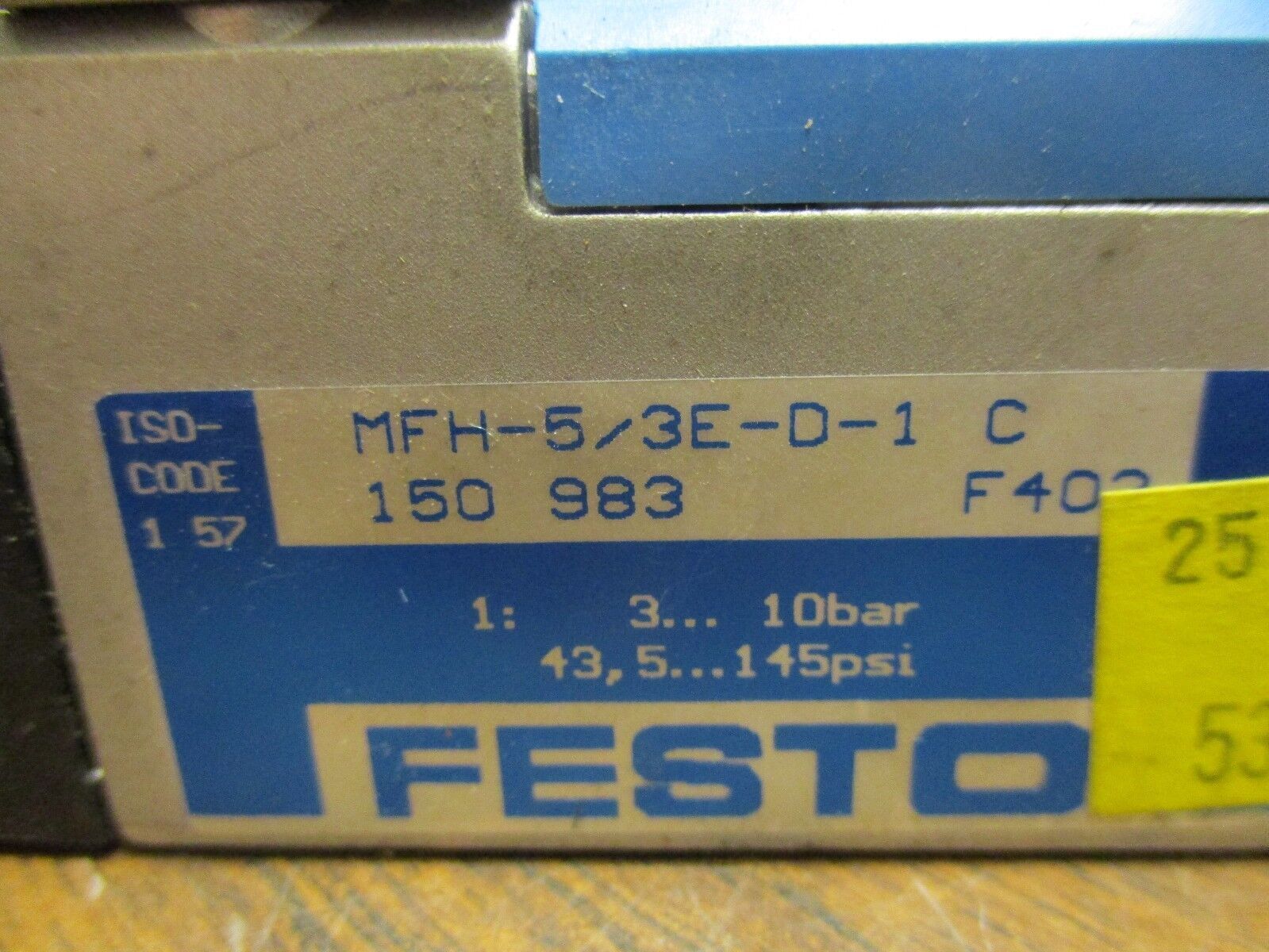 Festo Solenoid Valve MFH-5/3E-D-1 C 5...145PSI Used