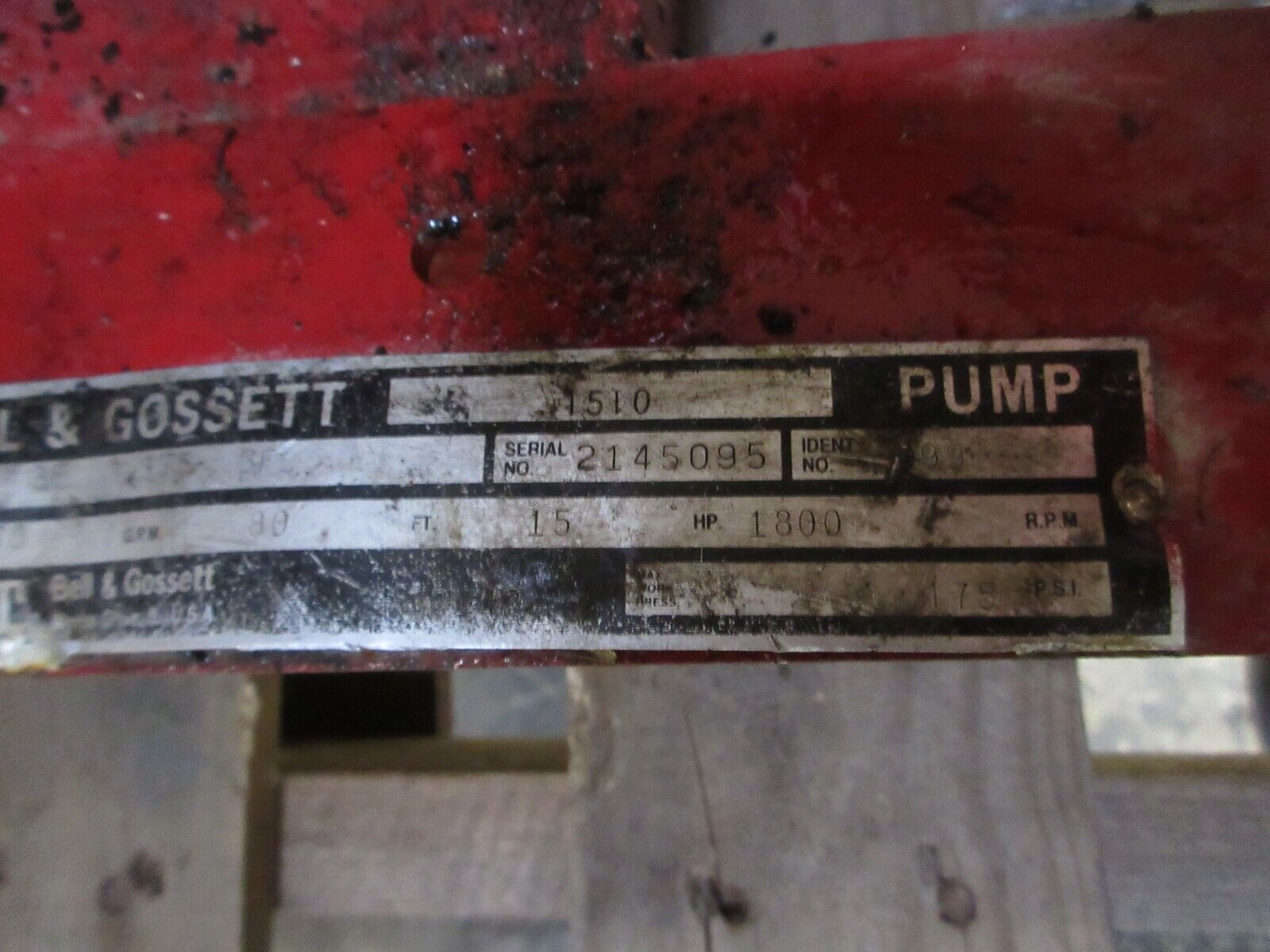 Bell & Gossett 1510 Pump 3E 9.375 BF 15HP 80FT Head 270GPM 1800RPM Used