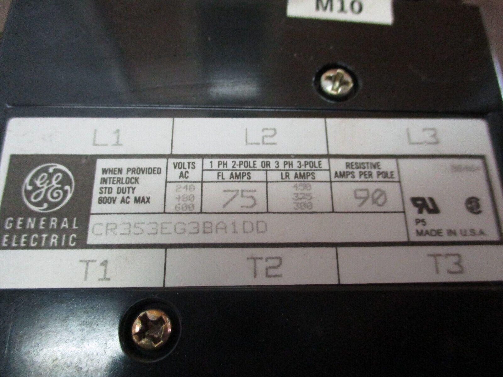 GE Contactor CR353EG3BA1DD 115-120V Coil 75A 600V Used