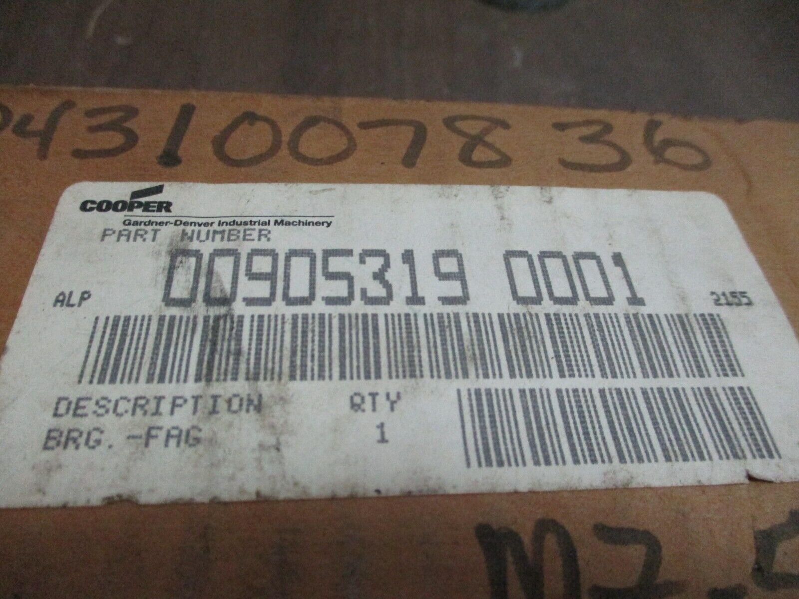 Cooper Bearing 00905319 0001 New Surplus