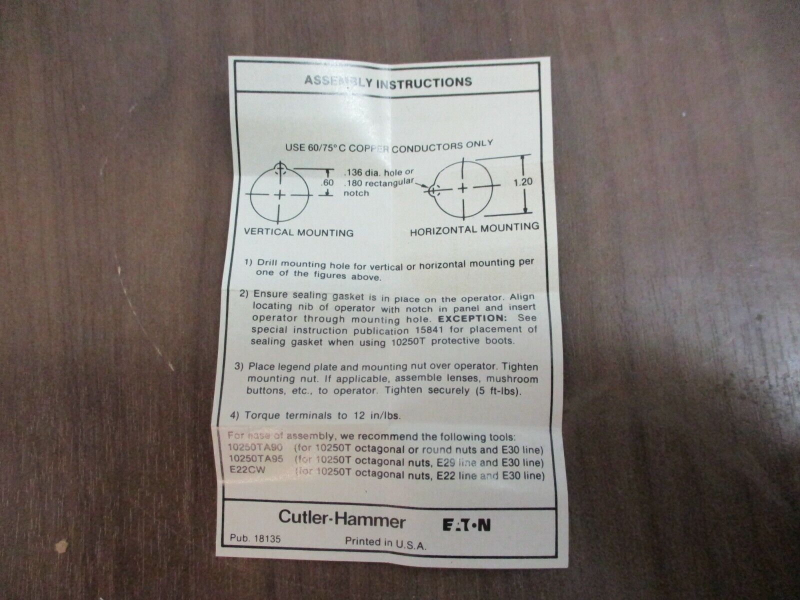 Cutler-Hammer Push Button Operator 10250T104 Yellow New Surplus