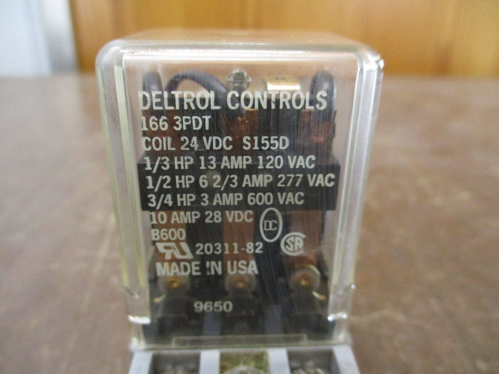 Deltrol Controls Relay 166 3PDT 24VDC Coil w/ Base Used