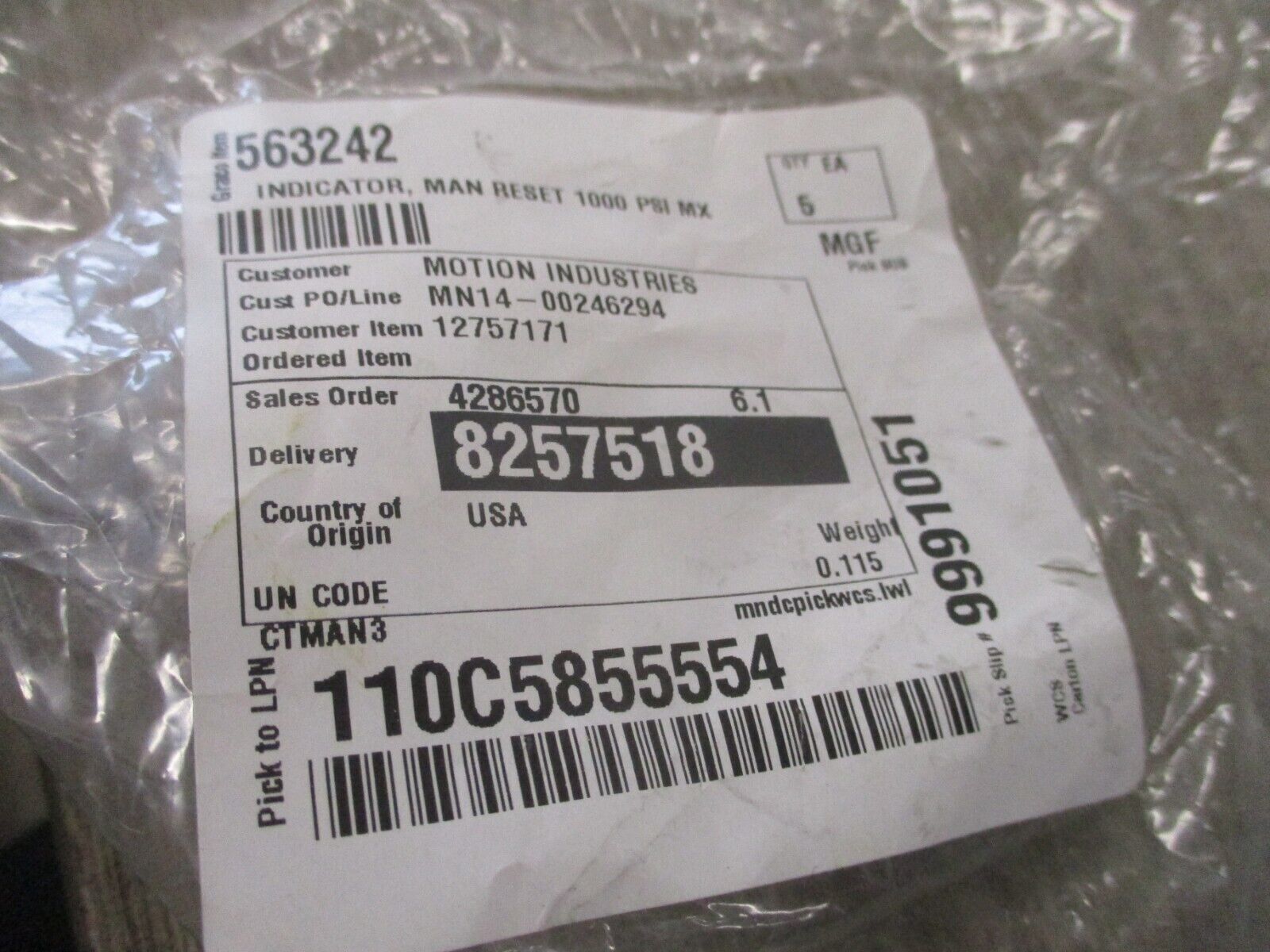 Graco Reset Indicator 563242 1000 PSI 1/4" NPTF *Lot of 5* New Surplus