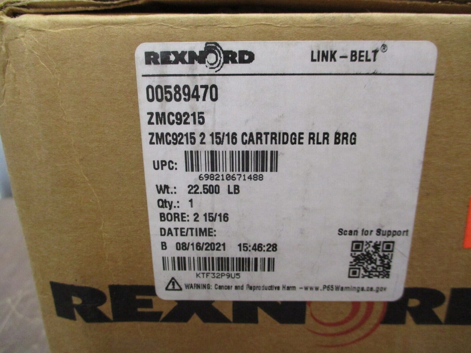 Rexnord Link-Belt ZMC9215 Cartridge Roller Bearing 00589470 Bore: 2-15/16"