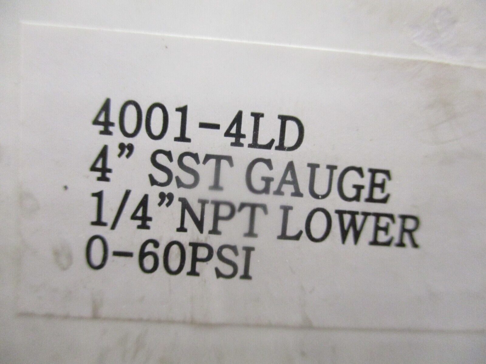 PIC Pressure Gauge 4001-4LD 4" SST 1/4" NPT Lower 0-60PSI New Surplus