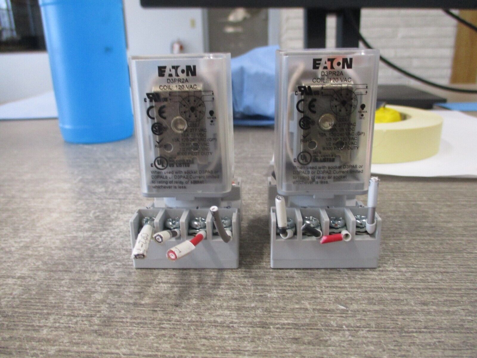 Eaton Relay W/Base D3PR2A 120V Coil *Lot of 2* Used