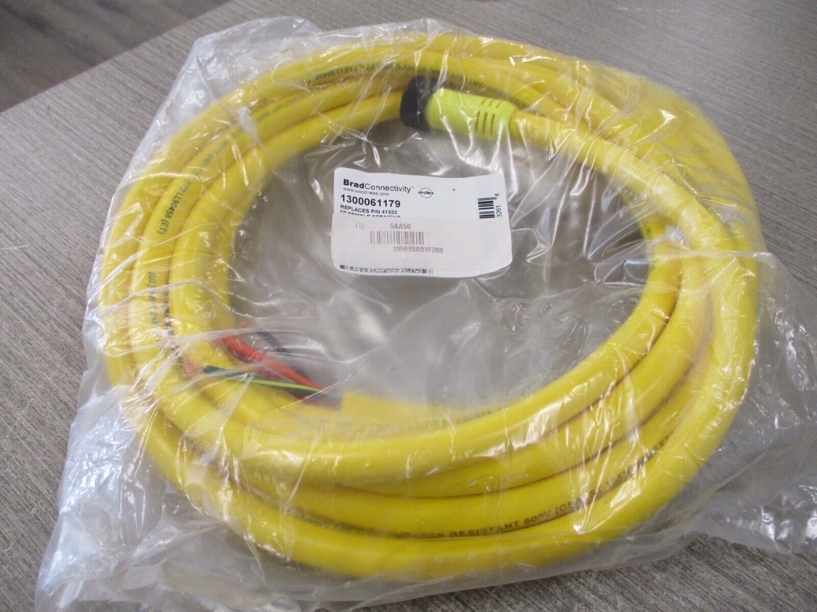 Woodhead Brad Connectivity Cordset 105000A01F200 5P Female Straight New Surplus