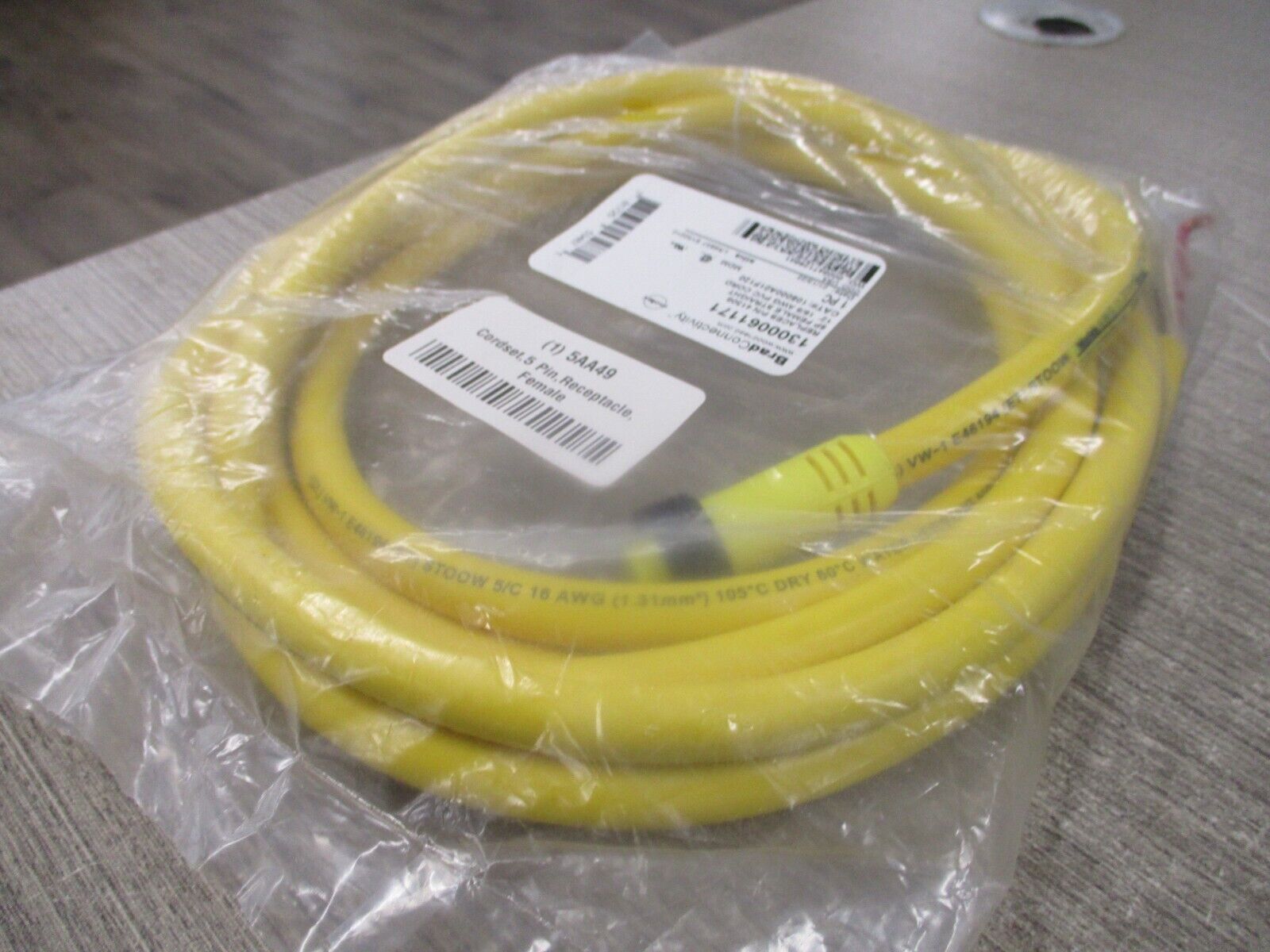 Wood BradConnectivity Cordset 105000A01F120 5P Female Straight 12' New Surplus