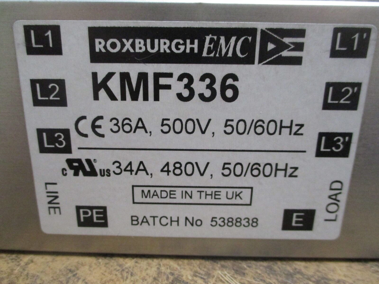 Roxburgh EMC Line Filter KMF336 Used