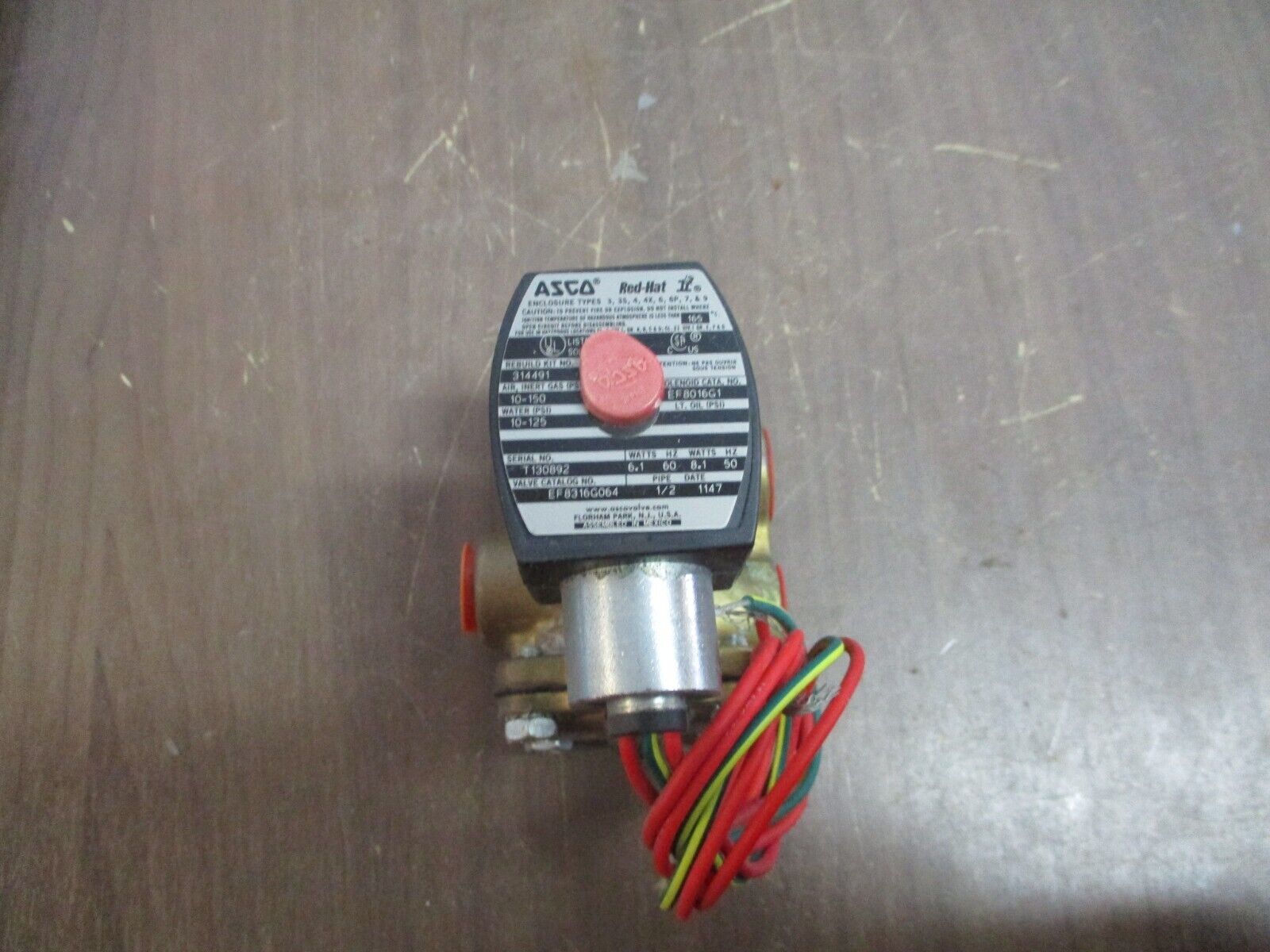 Asco Red-Hat II Solenoid Valve EF8316G064 10-150PSI Air 10-125PSI Water Used
