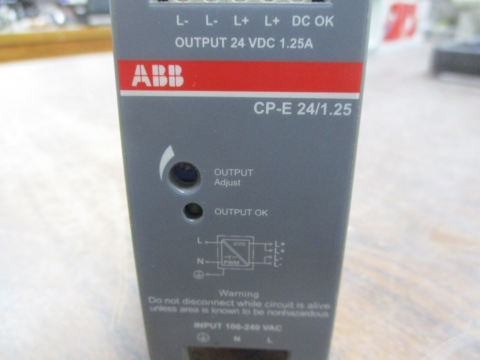 ABB Power Supply CP-E 24/1.25 Input: 100-240VAC Output: 24VDC, 1.25A Used