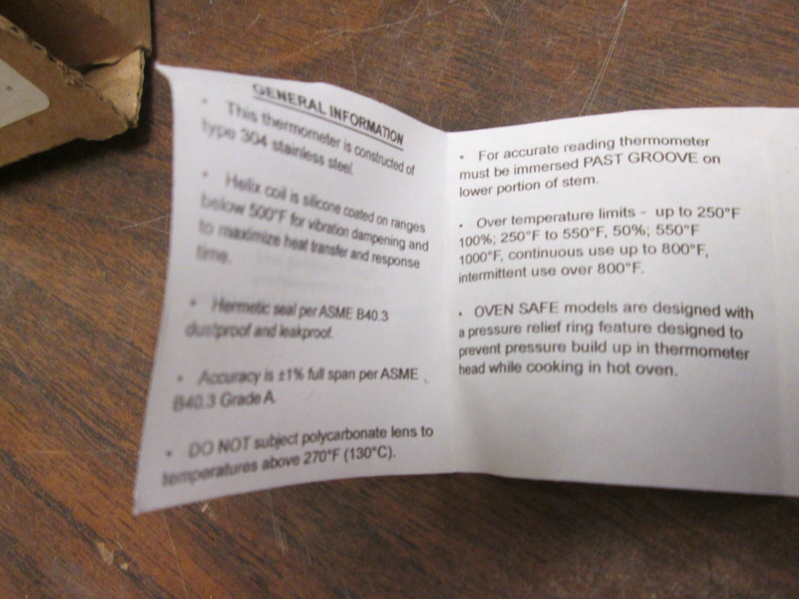 H O Terice Thermometer B82105P03 Range: 25/125 FC 5" Stem New Surplus